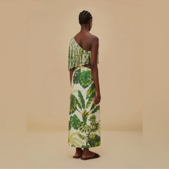 Farm Rio Tropical Forest Fringed Midi Dress - Picture 4 of 6